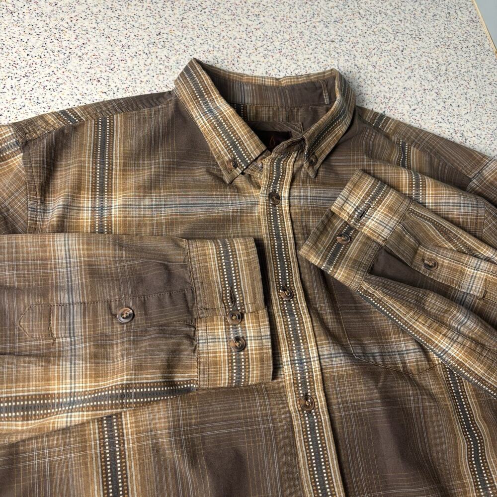 Prana Mens Long Sleeve 100% Organic Cotton Long Sleeve Flannel Style Shirt Large